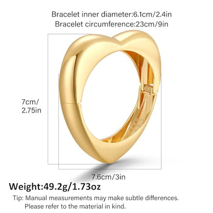 Chunky Gold Bangles Bracelet for Women Trendy Statement Bracelet Dainty Charm Gold Jewelry - color: Heart Bangle