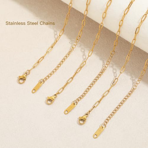 Swyabi 20 PCS Paperclip Necklace Bracelet Chains Bulk for Jewelry Making | 18K Stainless Steel, Gold Plated, with Extender, No Fade, No Rust, Adjustable, for Men Women DIY - color: 2.5x6.5mm Gold