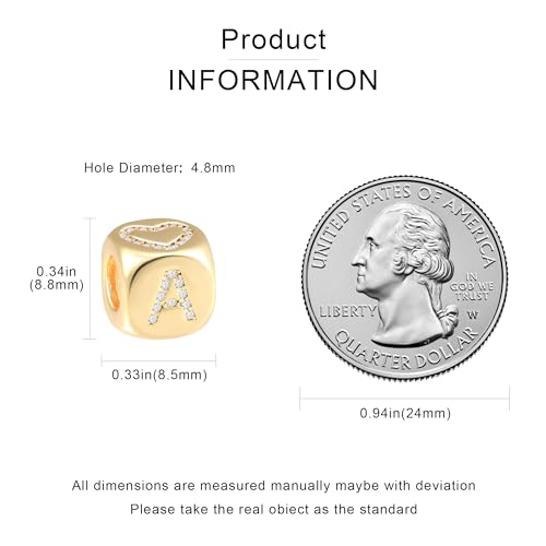 Letter Charms for Necklace and Bracelets,14K Gold Plated Women's Bead Charms, A-Z Alphabet Initial Beads Name Pendant DIY Jewelry Birthday Gift for Women - style: Charm-F