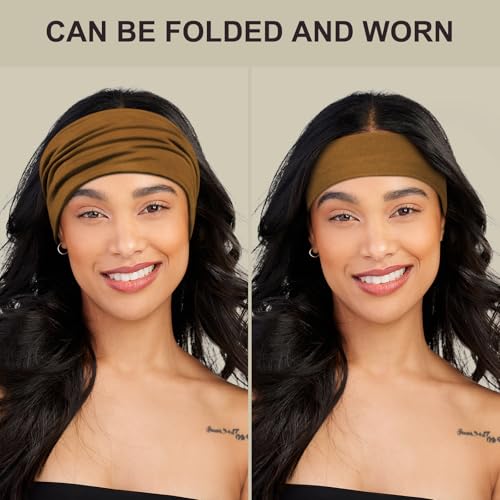 DiyJibb Headbands for Women, 7PCS Wide Cloth Hair Bands for Workout, Yoga, Skincare & Daily Wear, Soft & Stretchy - color: Red, coffee, black, gray, cement gray, pink, white
