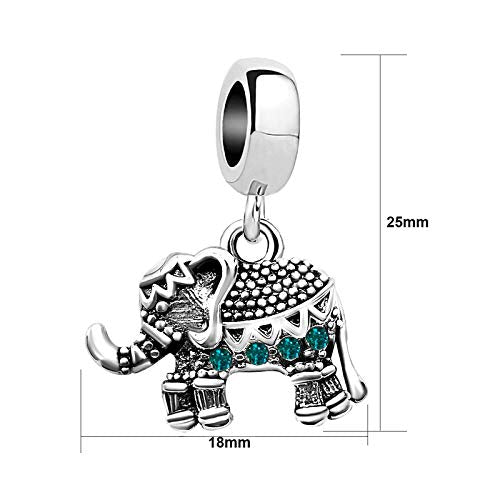 KunBead Elephant Birthstone Dangle Bead Birthday Charms Compatible with Pandora Bracelet for Women - color: December