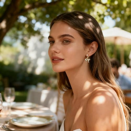 Jean Beau Drop Hoop Earrings for Women, Fasion Jewelry Gift - color: Gold Bow