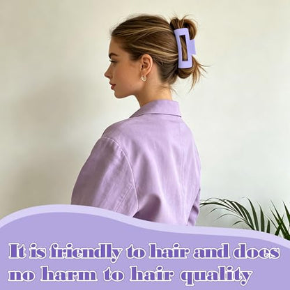 YISSION Claw Clip and Satin Scrunchie Set, 2 Pack Lavender Purple Hair Accessories, No Damage Hair Ties Non Slip Large Hair Clips for Women Girls Thick Thin Hair Daily Wear Party Wedding - color: Purple