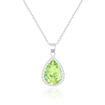 Linawe Crystal Chain Necklace for Women Trendy, Imitation Diamond Pendant, Statement Cubic Zirconia Boho Jewelry Set, 14K Gold/Rose Gold/Silver Birthstone Necklace - color: Silver,August