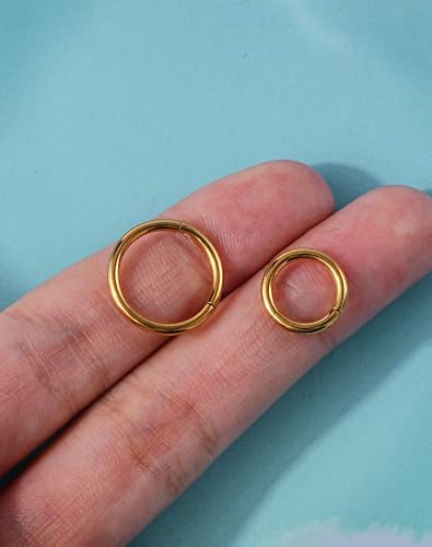 316L Stainless Steel Hoop Earrings, Hinged Segment Earrings Hoop, Cartilage Helix Conch Daith Septum Earrings Hoops - color: Gold, size: 1.6*8mm