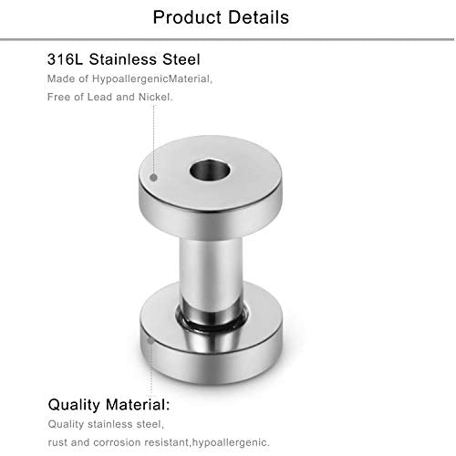Lcolyoli Screw Fit Ear Gauges Kit Surgical Steel Tunnel Expander Earrings Earlobe Plugs Body Piercing Jewelry Set for Women Men 14G-00G 12 Pieces - style: c: 12Pcs-6 Colors-8G