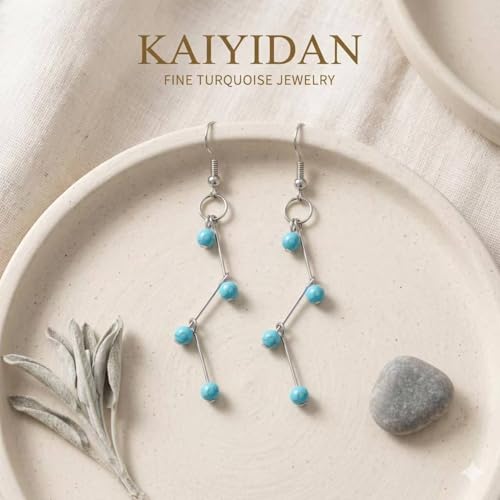 Boho Turquoise Dangle Earrings For Women Trendy,Western Blue Gemstone Drop Earings,Vintage Gothic Ethnic Statement Beach Vacation Long Birthstone Earrings with Leaf Teardrop Turquoise Crystal Tassels,Fashion Jewelry Birthday Gift. - style: A12 Zigzag Turq
