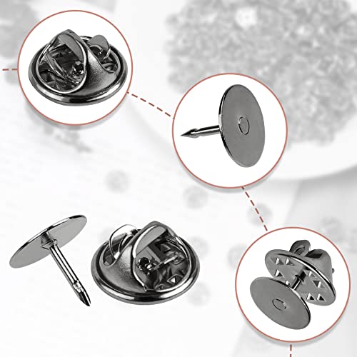 JANYUN 120 Pairs Black Butterfly Clutch Tie Tacks Blank Pin Clasp Back | Metal Holder Clasp Lock Backings,Replacement with 8mm Length 10mm Width Blank Pins for Brooch Lapel Enamel Craft Making - color: Black, size: 10mm