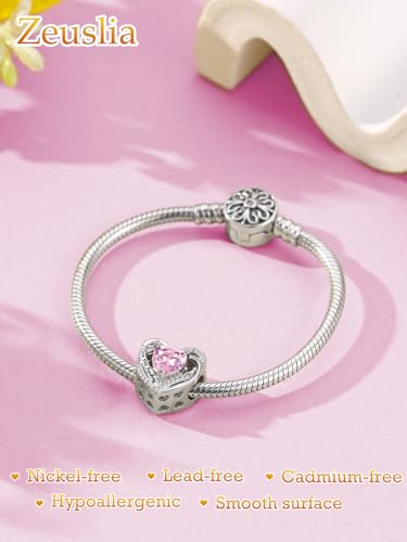 Heart Birthstone Charms for Bracelets, 925 Sterling Silver Women Bead Charms for Charm Bracelets Necklace, Mother's Day Birthday Anniversary Jewelry Gifts for Wife Mom Grandma Daughter - style: Bead - Oct - Tourmaline