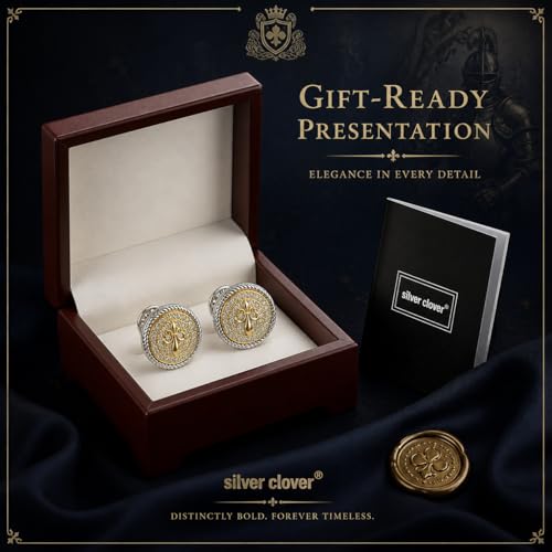 Cuff Links Mens, Cufflinks for Men, Men's Cuff Links for Wedding, Business, Father's Day, Gift for Men, 18K Gold Plated with Luxury Wooden Gift Box - style: Eye of the Storm