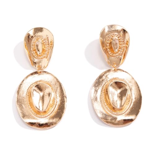 Western Cowgirl Earrings for Women Vintage Cowboy Hat Boot Dangle Earrings Exaggerated Personality Cowboy Earring Country Vacation Party Jewelry for Women - color: Gold A