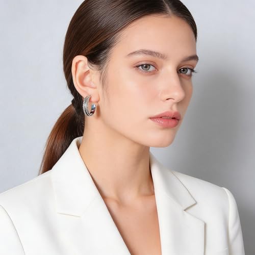 Gold Plated Chunky Hoop Earrings for Women - Stylish Statement Twisted Rope C Shaped Hoop Earrings Fashion Jewelry Gift - color: mix metal