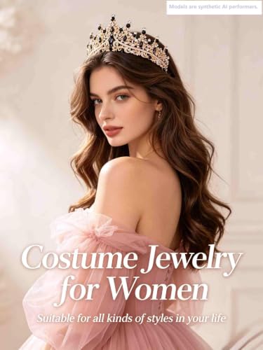 Kamirola Tiaras and Crowns for Women,Tiaras Earrings Necklace, Crystal Bridal Jewelry Set, Costume Jewelry for Women Party Halloween Prom Pageant - color: GOLD BLACK