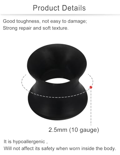 Cisyozi 10G-50mm Thin Silicone Gauges for Ear Flexible Double Flare Gauges Tunnels Expander Stretching Gauge Earlets Plugs Gauges Kit Earlets Retainer Same Sizes 3 Colors - style: 10 Guage = 2.5mm