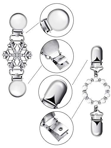 Jetec 4 Pieces Vintage Sweater Shawl Clips Retro Cardigan Collar Dress Shirt Brooch Clips for Women Wearing, 4 Styles - style: Elegant Style