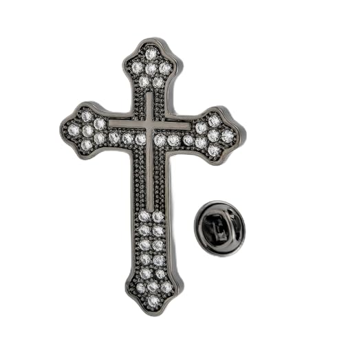 Men's Tie Pins Lapel Pins Brooches Suit Accessories - color: 1pcs cross black