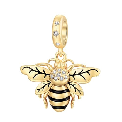 925 Sterling Silver Charms fits Bracelets and Necklace Pendant Bead Charms Jewelry Gift for Women Family Friends - style: Golden Bee Charm