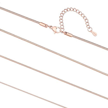 FaithHeart 1/1.2/1.5/2mm Snake Chain Necklace for Women, Silver/Black/14K Gold/Rose Gold Plated Stainless Steel Snake Necklace Smooth Dainty Thin Women's Chains, Length 14-30" with Gift Box - color: Rose Gold