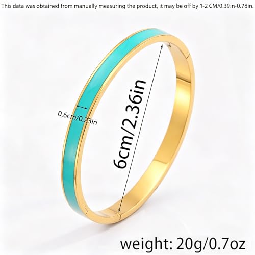 Gold Plated Bracelets fow Women Stainless Steel Green Oil-Drip Bangle Soft, Chip-Resistant Feminine Shine