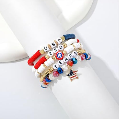 Boho Beaded Stretch Bracelets For Women Stackable Crystal Gold Plated Beaded Bracelets Set Trendy Handmade Friendship Braeclet Jewelry Gifts - color: U-250th bracelet 1