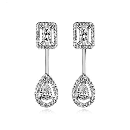 Gold Plated Geometric Style Sparkly Dainty Rectangle Teardrop Shaped AAAAA Australia Crystal with Cubic Zirconia Y Necklace Fashion Jewelry for Women & Teen Girls - color: Teardrop White Gold