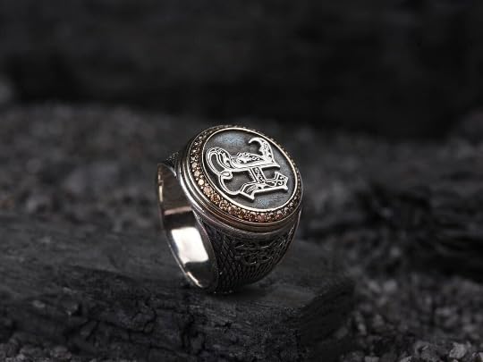 | Personalized Mens Initial Signet Ring, Custom Monogram Silver Signet Ring for Men, Letter Signet Ring Engraved Ring Gift for Husband for Men - color: Same as Image