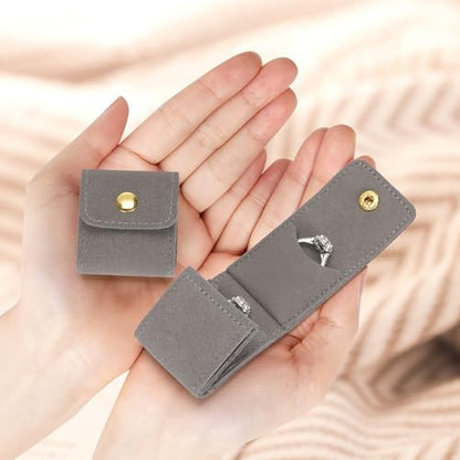 KUKUVR Mini Travel Jewelry Organizer Bag (Grey) | Foldable 4 Compartment, Gym Jewelry Holder Case, Ring Earring Necklace Storage Roll Pouch, Gift for Women - color: Grey