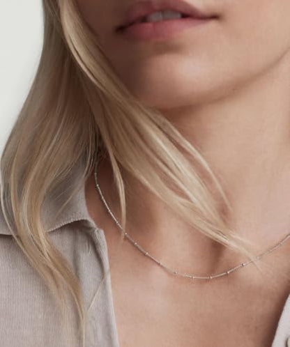 CONRAN KREMIX Waterproof Gold Necklace Layered Necklaces for Women Non Tarnish,14k Gold Plated Stainless Steel Dainty Stack Thin Chain Necklace Set for Women Gifts Jewelry - color: Silver-07