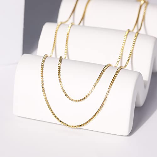 CHESKY 14K Gold Plated Layered Chain Necklace for Women | Trendy Cuban Link Chain, Chunky Paperclip Chain, Toggle Clasp Necklace, Fashion Gold Jewelry, Daily Gift for Women - style: Box Chain-GD