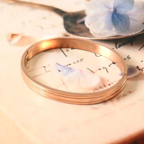Jewarhaat Gold Bangle Bracelets for Women Trendy Love Stack Friendship Jewelry Stainless Steel Bracelet Anniversary Birthday Christmas Stocking Stuffers Adults Women - color: Rose Gold