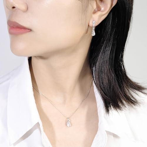 immobird 925 Sterling Silver Infinity Birthstone Jewelry Set Teardrop | Birthstone Necklace and Earring Set, Small Pear-shape Pendant, Drop Earring, Timeless Gift for Her, Daily Wear, Nice Gift Box - color: 06-Jun.