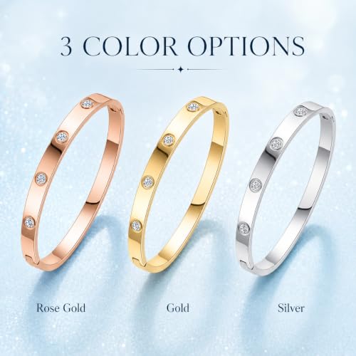 Friendship Love Bracelet for Women, 18K Gold Plated Titanium Steel Cuff - color: Gold, size: Zircon 6.5''