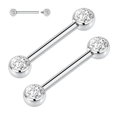 14G Nipple Rings Titanium Nipple Jewelry for Women Bridge Piercings | 1 Pair Nipple Bars,Hypoallergenic Nipple Barbells,Internally Threaded Nipple Piercings,Tongue Rings,Straight Barbells - color: Styele5:Clear CZ,Silver, size: 14G+1/2"(12mm)