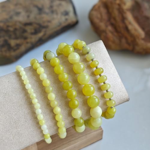 Natural Healing Gemstone Bracelet Handmade Yoga Stretch Elastic Bracelet Stress Relief Crystal Jewelry for Men and Women - color: Lemon Jade(Good Mood), size: 10mm