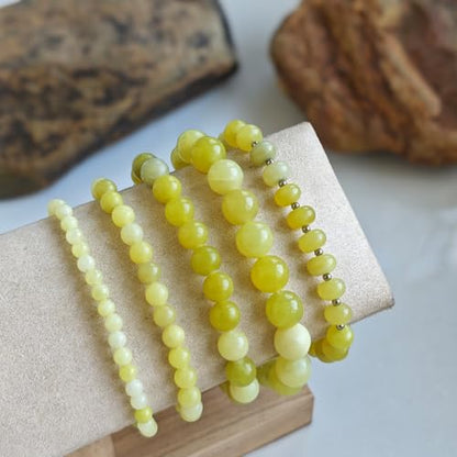 Natural Healing Gemstone Bracelet Handmade Yoga Stretch Elastic Bracelet Stress Relief Crystal Jewelry for Men and Women - color: Lemon Jade(Good Mood), size: 10mm
