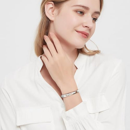 14K Gold Bracelets for Women Adjustable Slider Bracelet Bangle Bracelets for Women Trendy Chain Bracelet - color: Silver Hammered