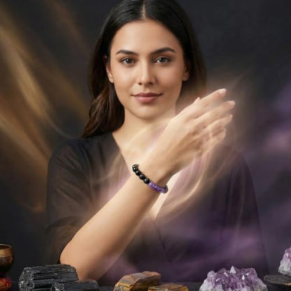 Bivei Protection Crystal Healing Bracelet | 8MM Strength Bracelet Spiritual Stretch Beaded Jewelry for Women Men Gift - color: No Negativity, size: Medium 6.8-7.3 inch