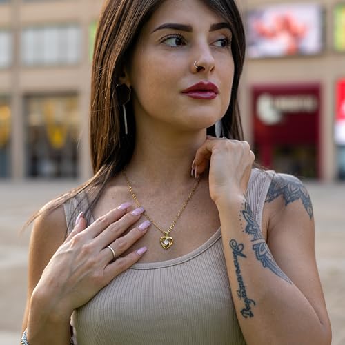 SERASAR Gold Heart Pendant Necklace Women Jewelry Birthday Gifts for Ladies - color: Gold, style: Emotion