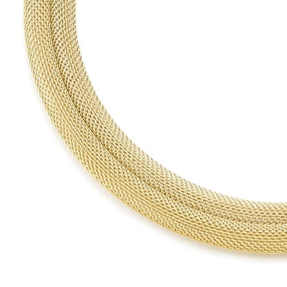 COOLSTEELANDBEYOND Double-layer Mesh Choker Necklace Gold Color, Metal Statement Collar Necklace, Bold Fashion Jewelry