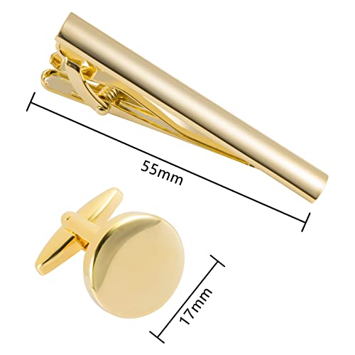GWD Cufflinks and Tie Clip Set Personalized Cuff Links Business Wedding - style: Gold
