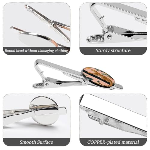 Tie Clip for Men, Tie Bar Cufflinks Set, Copper Necktie Clip And Shirt Cuff Links for Business Wedding Gift - color: Jungle Leopard