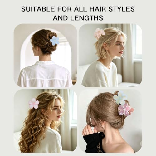 6 Pack Flower Hair Claw Clips for Women Plumeria Claw Clip (Iridescent) | Strong Hold Nonslip Hawaiian Large Hair Clip for Beach Holiday Thick Thin Hair Accessories - color: Iridescent