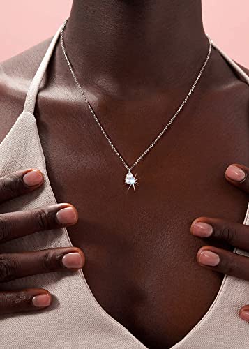 S.Leaf 18K Gold Plated Cubic Zirconia Choker Necklace for Women 925 Sterling Silver Layered Coin Moon Star Heart Circle Crystal Lariat Pendant Necklaces Gifts for Women Trendy - color: Teardrop_Silver