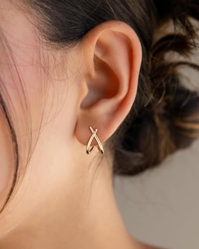 Stud Earrings for Women- 14K Gold/White Gold Plated/Black Bow Dragon Softball Snake Bat Stud Earrings - color: Ear Cuff Stud