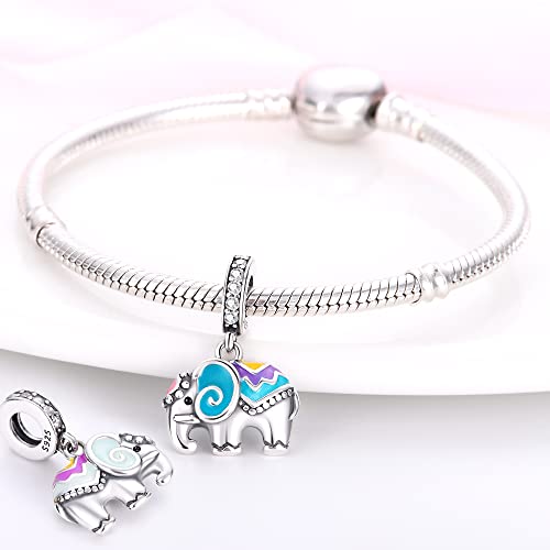 Pandach Animal Charm Bead fits Charms Bracelets for Woman-925 Sterling Silver Dangle Pendant Bead,Jewelry Beads Gifts for Women Bracelet&Necklace - style: Elephant Colorful Charms