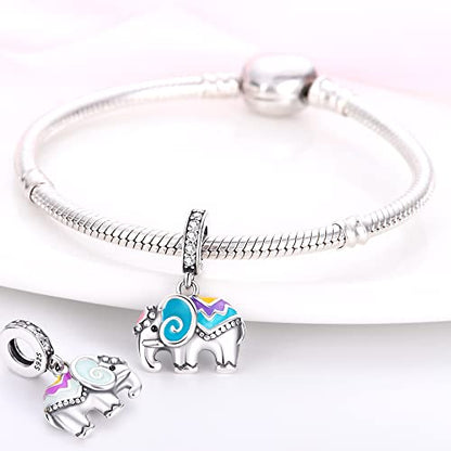 Pandach Animal Charm Bead fits Charms Bracelets for Woman-925 Sterling Silver Dangle Pendant Bead,Jewelry Beads Gifts for Women Bracelet&Necklace - style: Elephant Colorful Charms