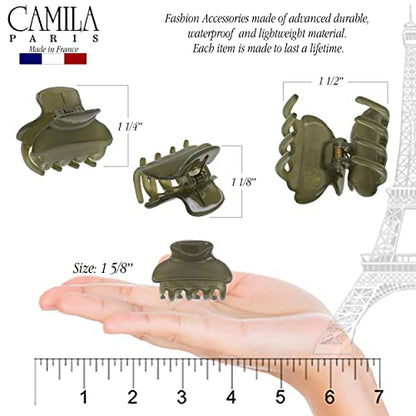Camila Paris CP3556 French Small Hair Clips for Women, 1.5" Small Claw Clip Fashion Styling Mini Hair Clip Accessories for Women, Strong Hold No Slip Grip Cute Claw Clips, Made in France - color: Green 1.5"