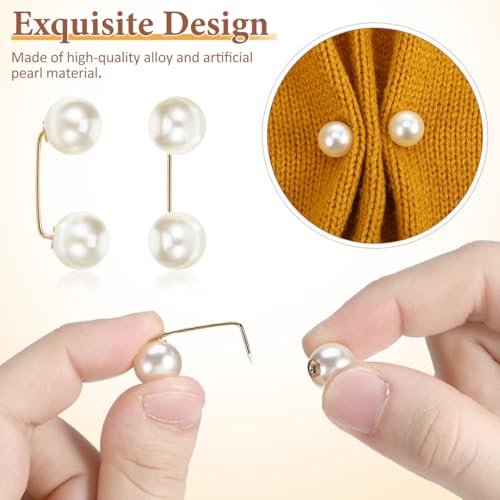 6pcs Faux Pearl Brooch Pins Safety Pin Wedding Decoration Shawl Collar Buttons Sweater Brooches