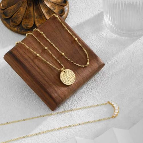 Gold Layered Necklaces for Women, 14K Gold Plated Paperclip Snake Chain Necklace Set, Dainty Coin Cross Tear Pendant Layering Choker Necklaces, Simple Trendy Stackable Jewelry Gifts - color: 3PCS / Coin&CZ&Chain
