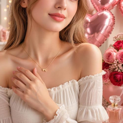 Gold Initial Necklace for Women,Letter A-Z Heart Necklace | 14k Gold Plated Necklaces Personalized Pendant Necklace Tiny Choker Chain Necklaces Birthday Gifts for Women Jewelry - color: Gold-X